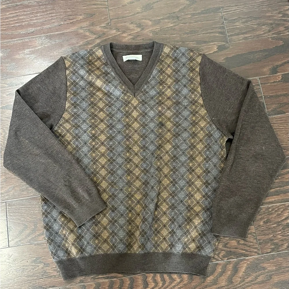 John W. Nordstrom Men 100% Wool Size Medium Merino Wool Sweater Grandpa